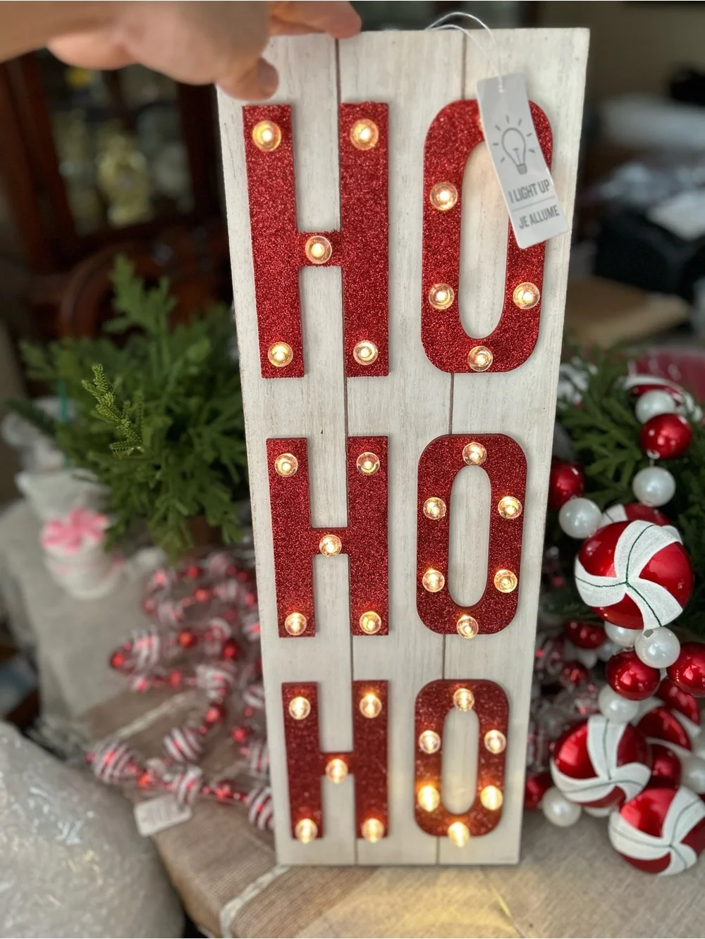 Festive 'HO HO HO' Lighted Holiday Sign - NEW